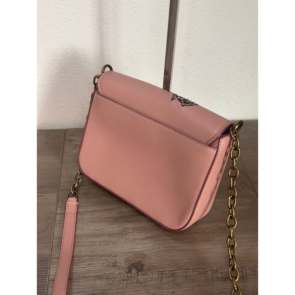 Ralph Lauren Millbrook Chain Crossbody Purse Rose Bloom Pink Floral Leather - Picture 4 of 4